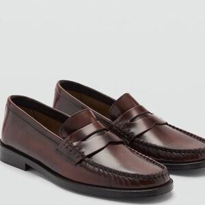 Mango Leather Loafers, Brown/Cognac, size 41 (~10.5)